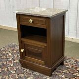 1930s Art Deco oak and marble top bedside table