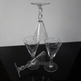 Set of 4 vintage engraved crystal port glasses 20th century