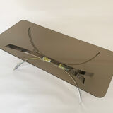 Chromed Vintage Coffe Table with Smoked Glass Top, 1970s