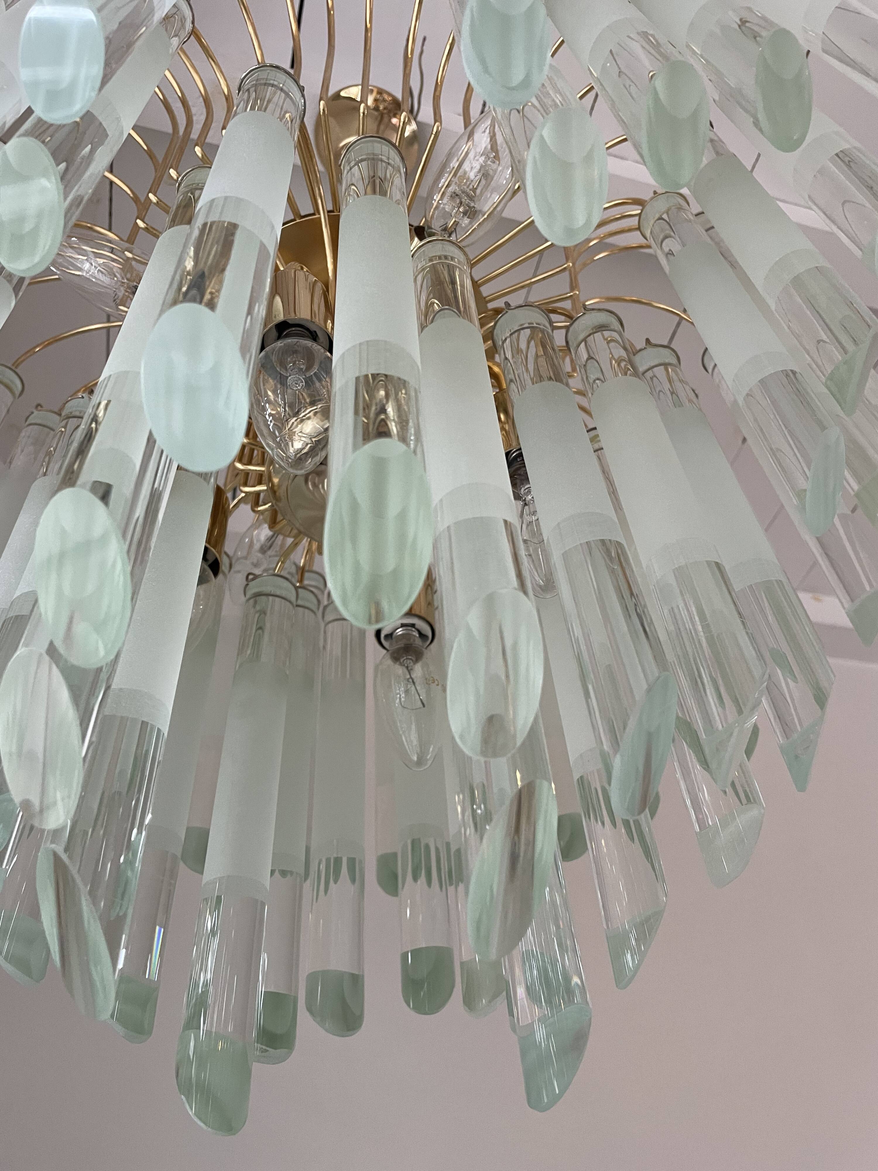 Vintage italian brass and glass chandelier, 1970s