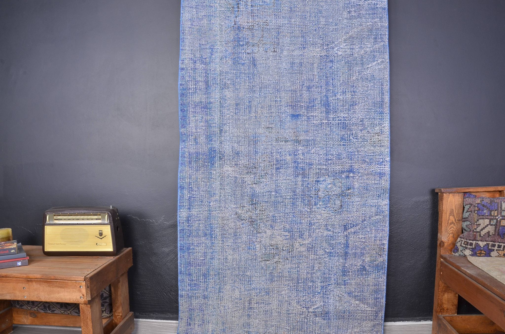 Blue Vintage Turkish Runner Rug sku1302