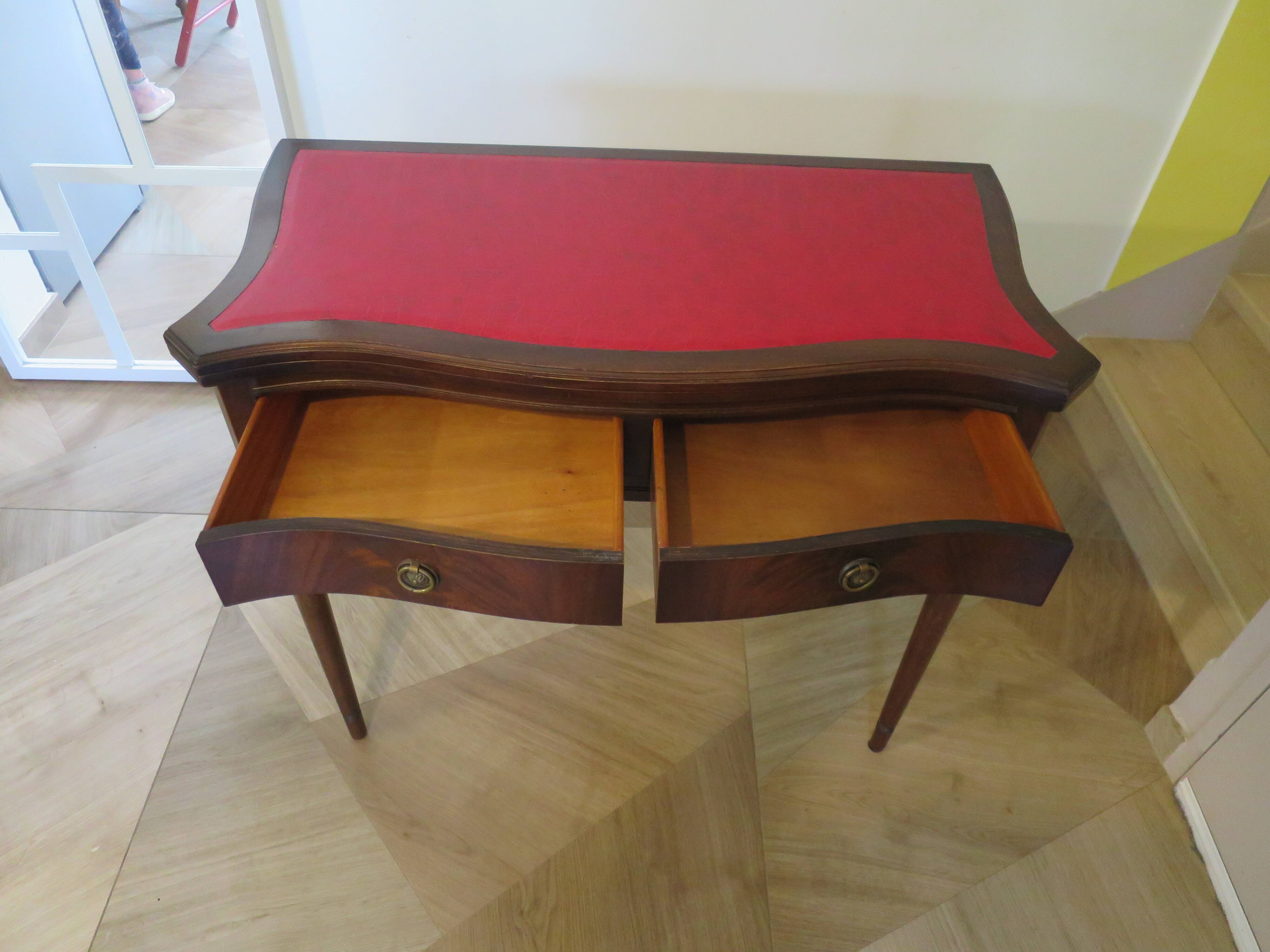 Table d’appoint extensible -Bureau-Années 80-Louis XV-teinte acajou