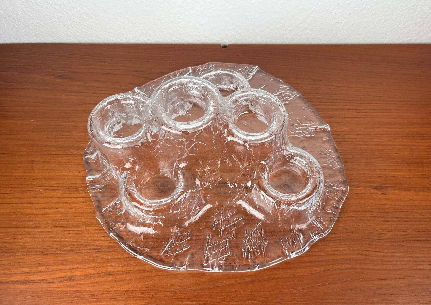 Bougeoir en verre d'art vintage par Pertti Kallionen pour Muurla, années 1970