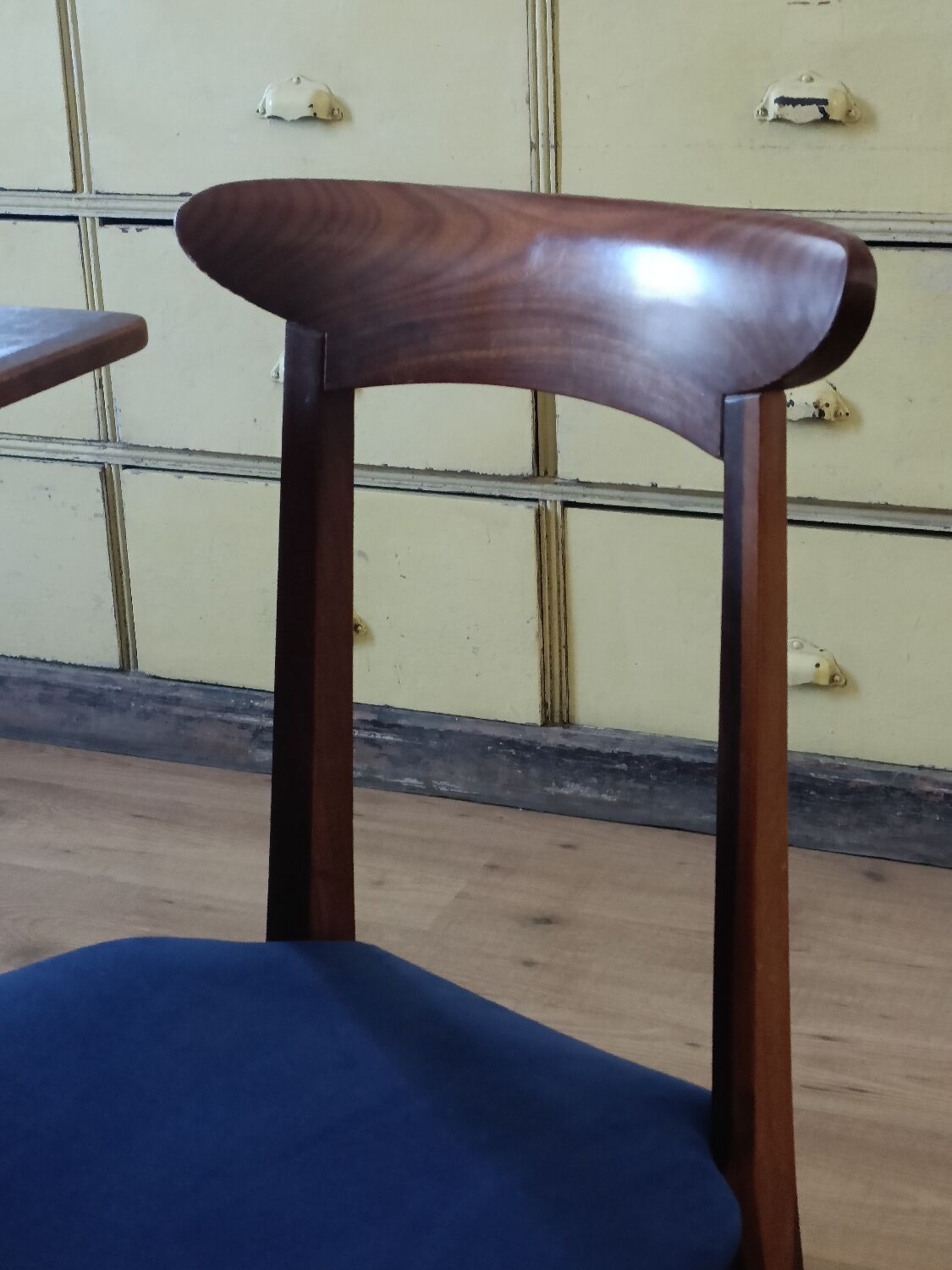 1960s Italian teak chairs in blue