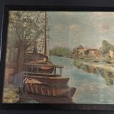 Illustration boats and river