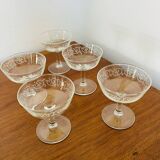 5 Luminarc arabesque champagne glasses from the 70s