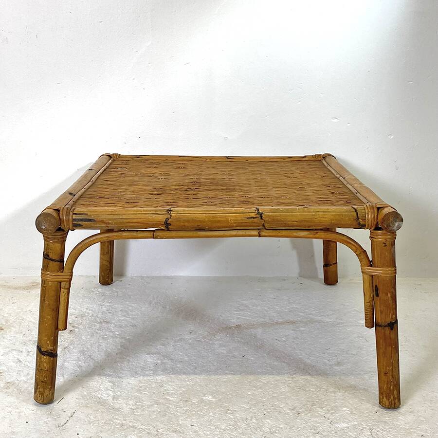 70's rattan coffee table