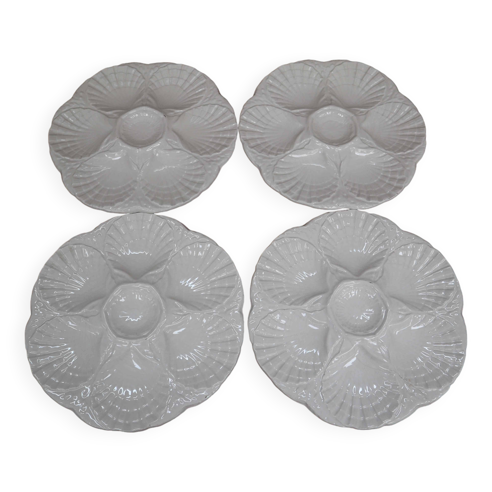 4 vintage off-white oyster plates Sarreguemines 60's