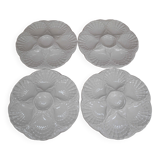 4 Assiettes à huîtres blanc cassé vintage Sarreguemines 60's