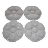 4 Assiettes à huîtres blanc cassé vintage Sarreguemines 60's