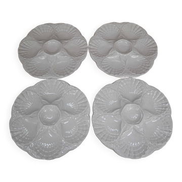 4 vintage off-white oyster plates Sarreguemines 60's