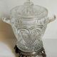 Antique glass compotier on metal stand