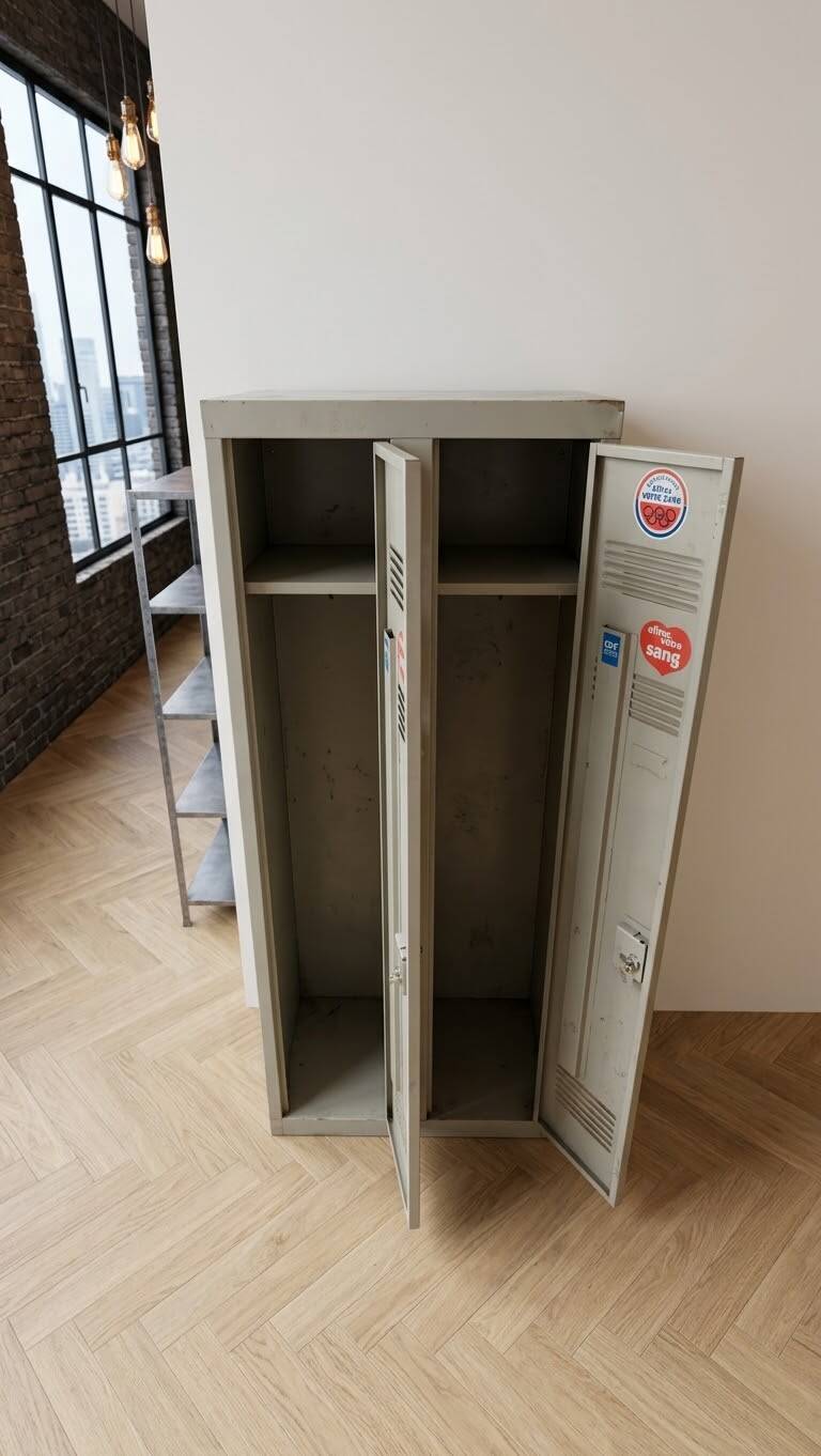 Industrial locker: set of 2 grey iron doors