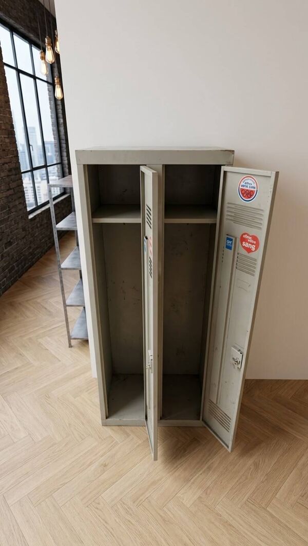 Casier industriel : lot de 2 portes en fer gris