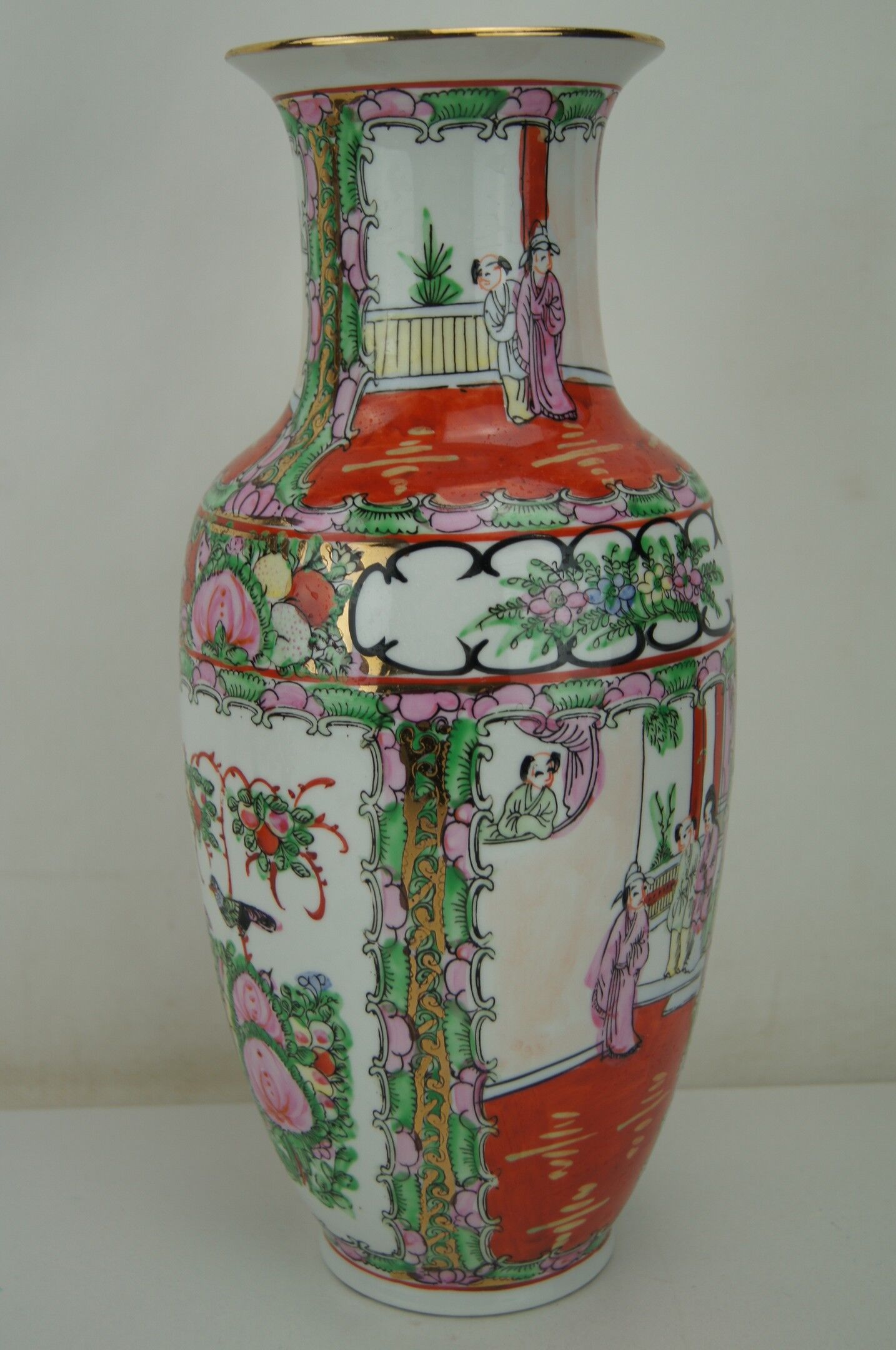 Porcelain vase with polychrome decoration - mid-20th century