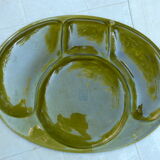 Plat à artichaut ou de présentation en barbotine faïence de Gien de couleur verte