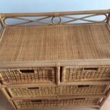 Commode en rotin et bambou