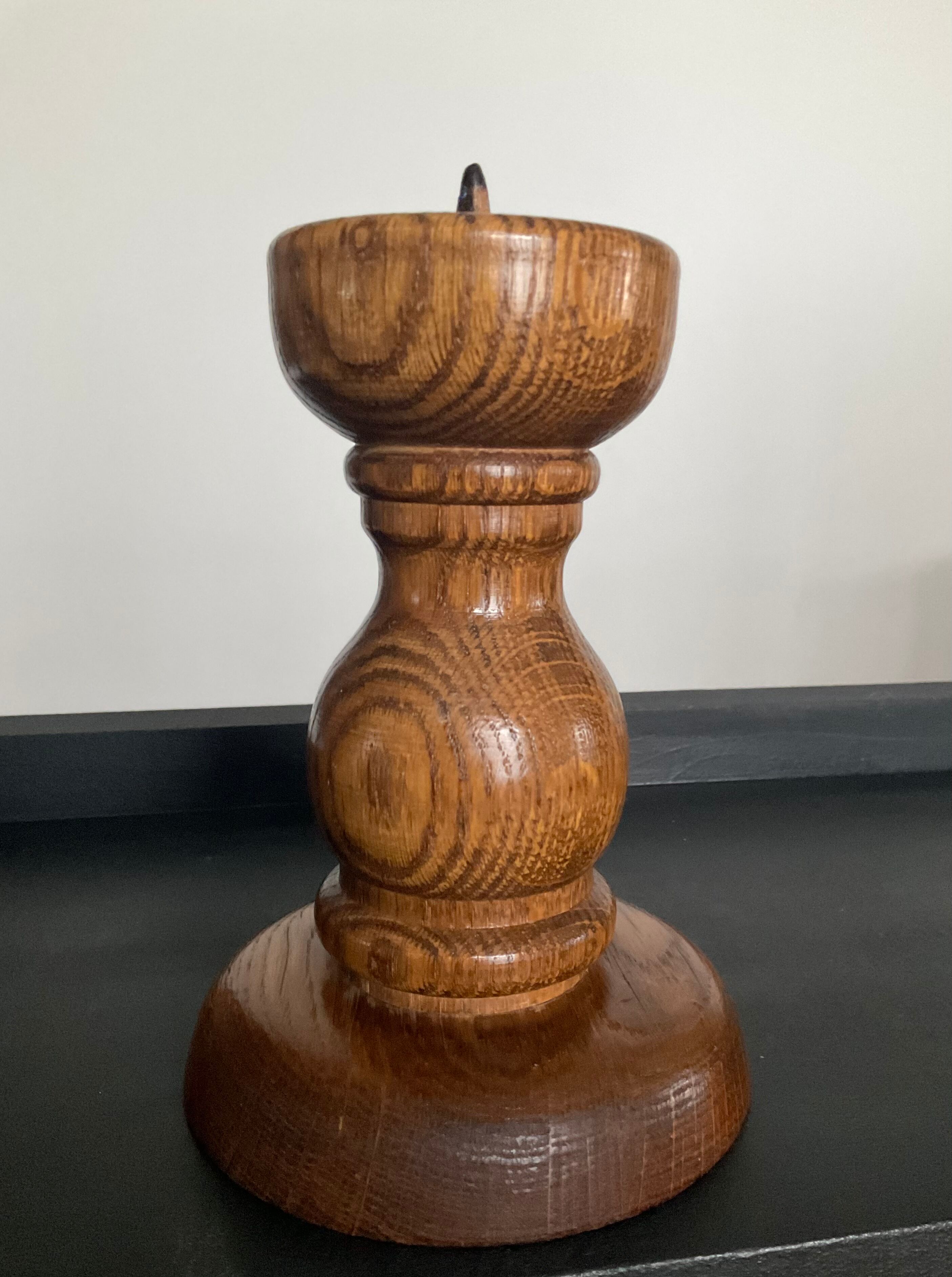 Vintage solid wood candle holder