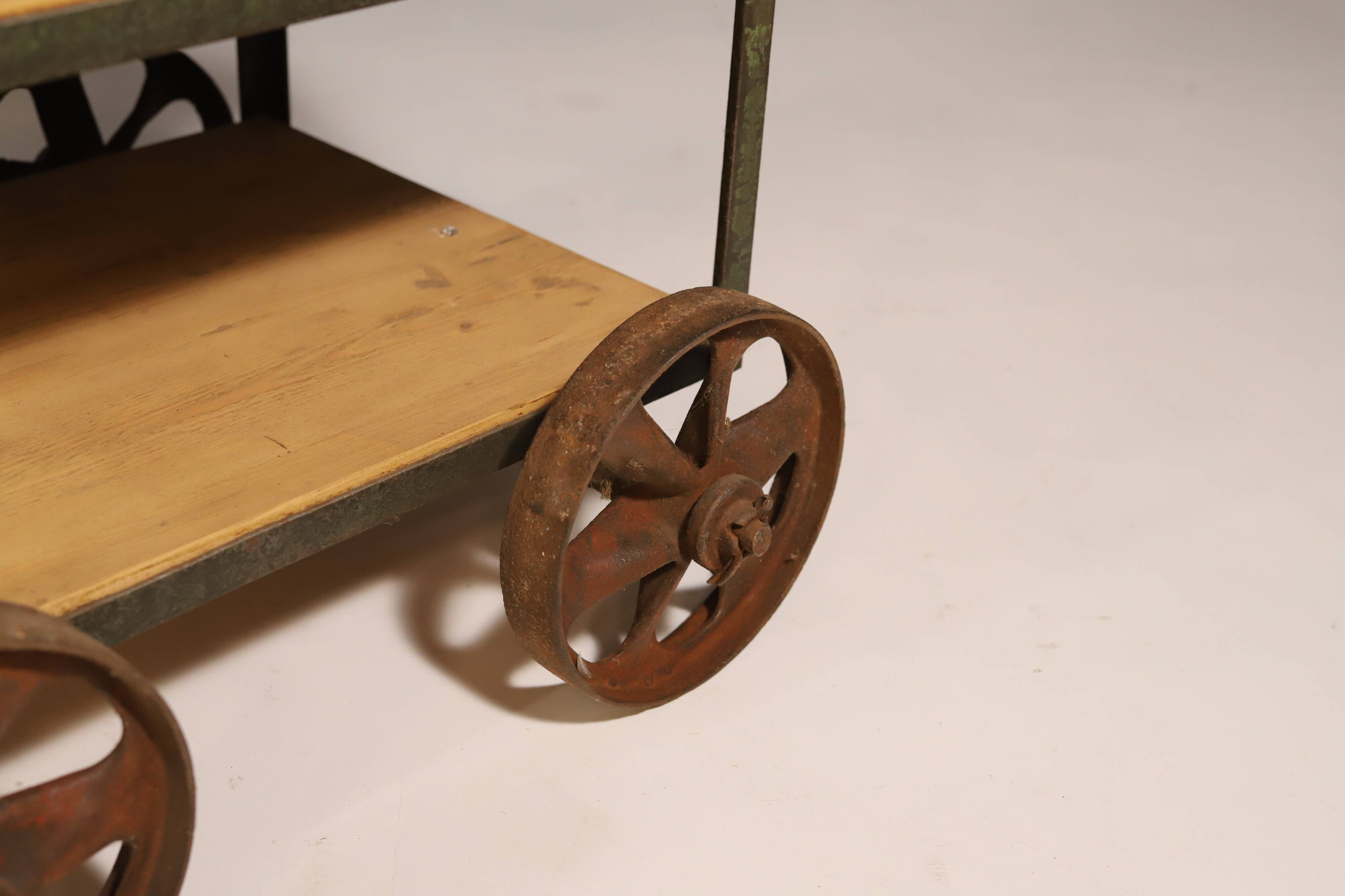 Vintage industrial shelf on wheels from the 1960s, Czechoslovakia