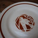 Set of 10 dessert plates iron earth Salins "Colibri" France