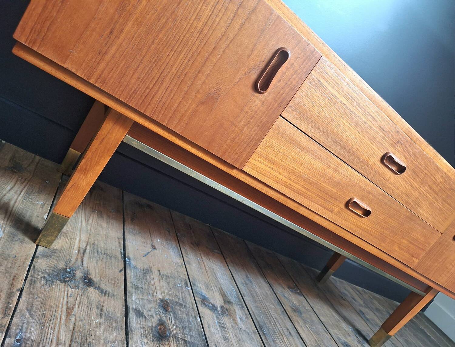 Vintage teak sideboard, Scandinavian design, antique TV cabinet