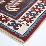 Pink & Blue Long Turkish Vintage Runner Rug, 80x398Cm