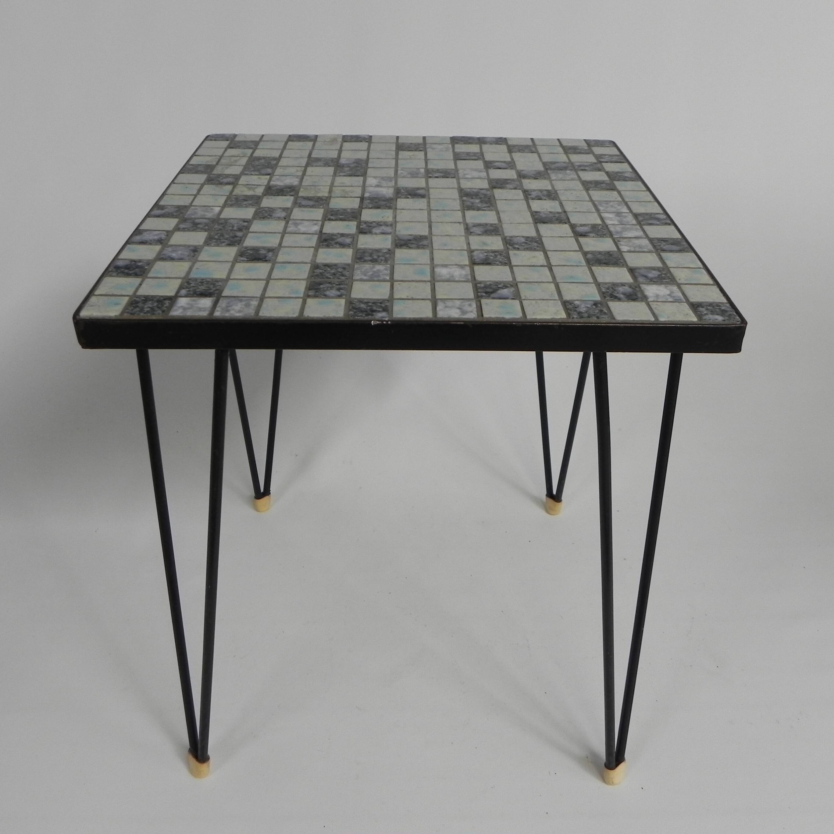 Side table with tiles, side table with 225 mini tiles, 1950s.