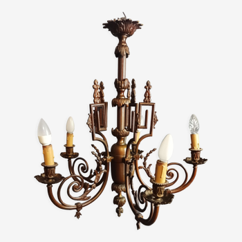 Lustre Louis XVI en bronze et laiton