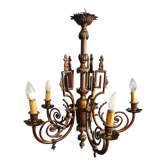 Louis XVI chandelier in bronze and brass