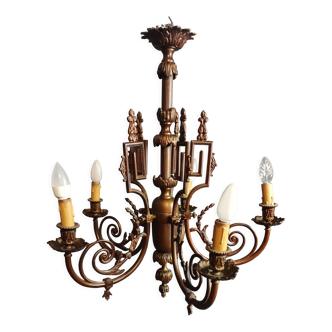 Louis XVI chandelier in bronze and brass
