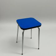 Tabouret vintage en chrome et formica bleu Klein, restauré