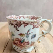 Antique Sarreguemines Fleury cup – Polychrome floral decoration 19th century