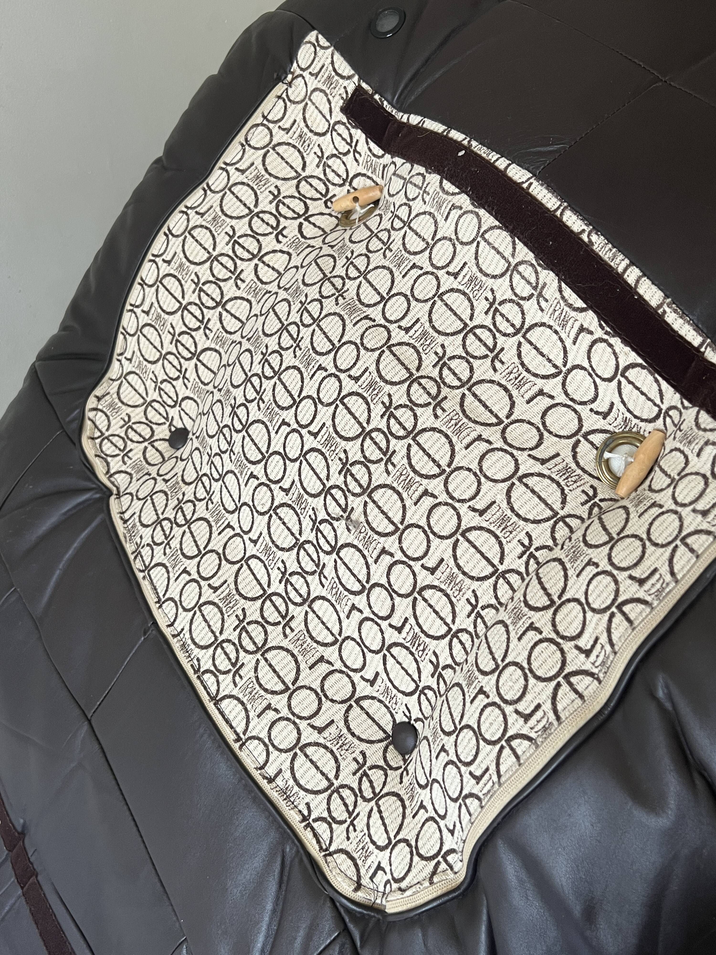 Marsala armchair in plexiglass & brown patchwork leather, Ligne Roset 1970