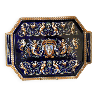 Old Dish Plate Handle Gien Earthenware Ceramic Renaissance Decor