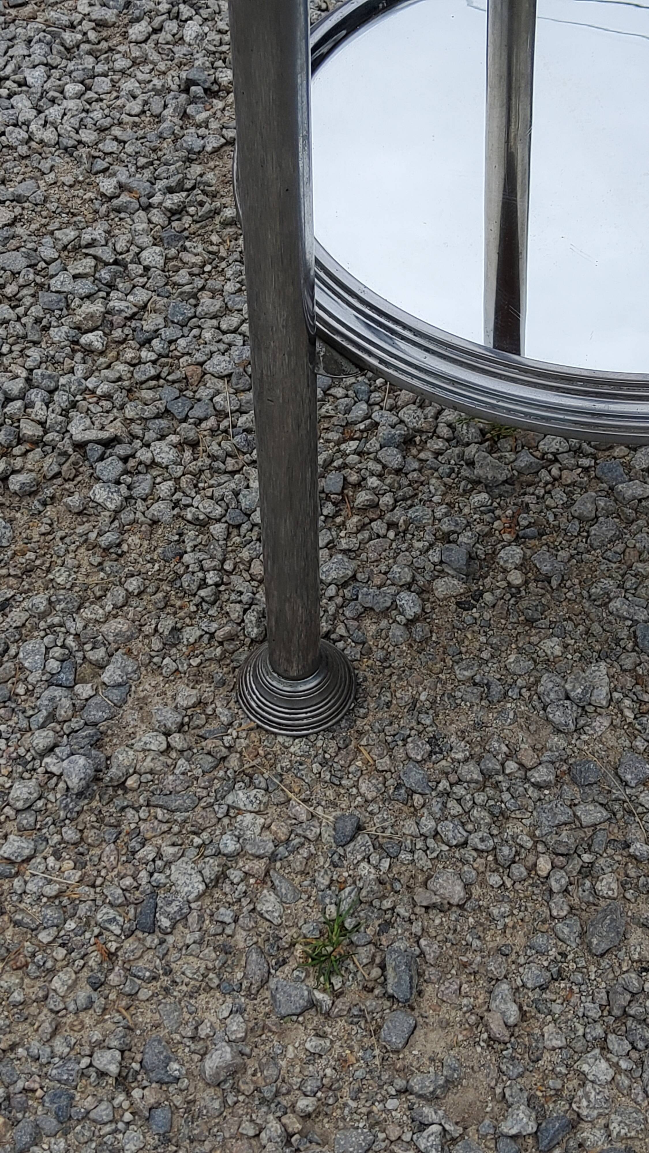 Art Deco side table, end table in chromed metal and mirror, 1930