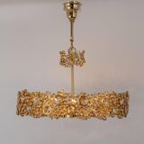 Chandelier in gilded brass and crystal glass inlaid by Palwa, Germany, 1970s.
