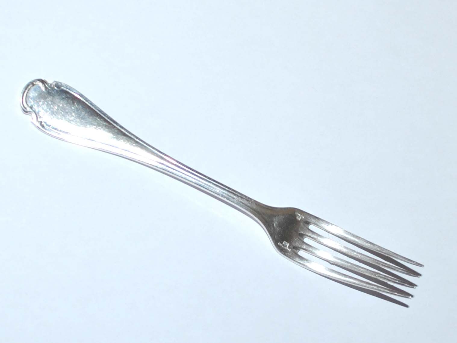 Christofle, series of 6 silver metal table forks - vintage pompadour model 20.5cm