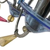 Chandelier in metal and colored glass