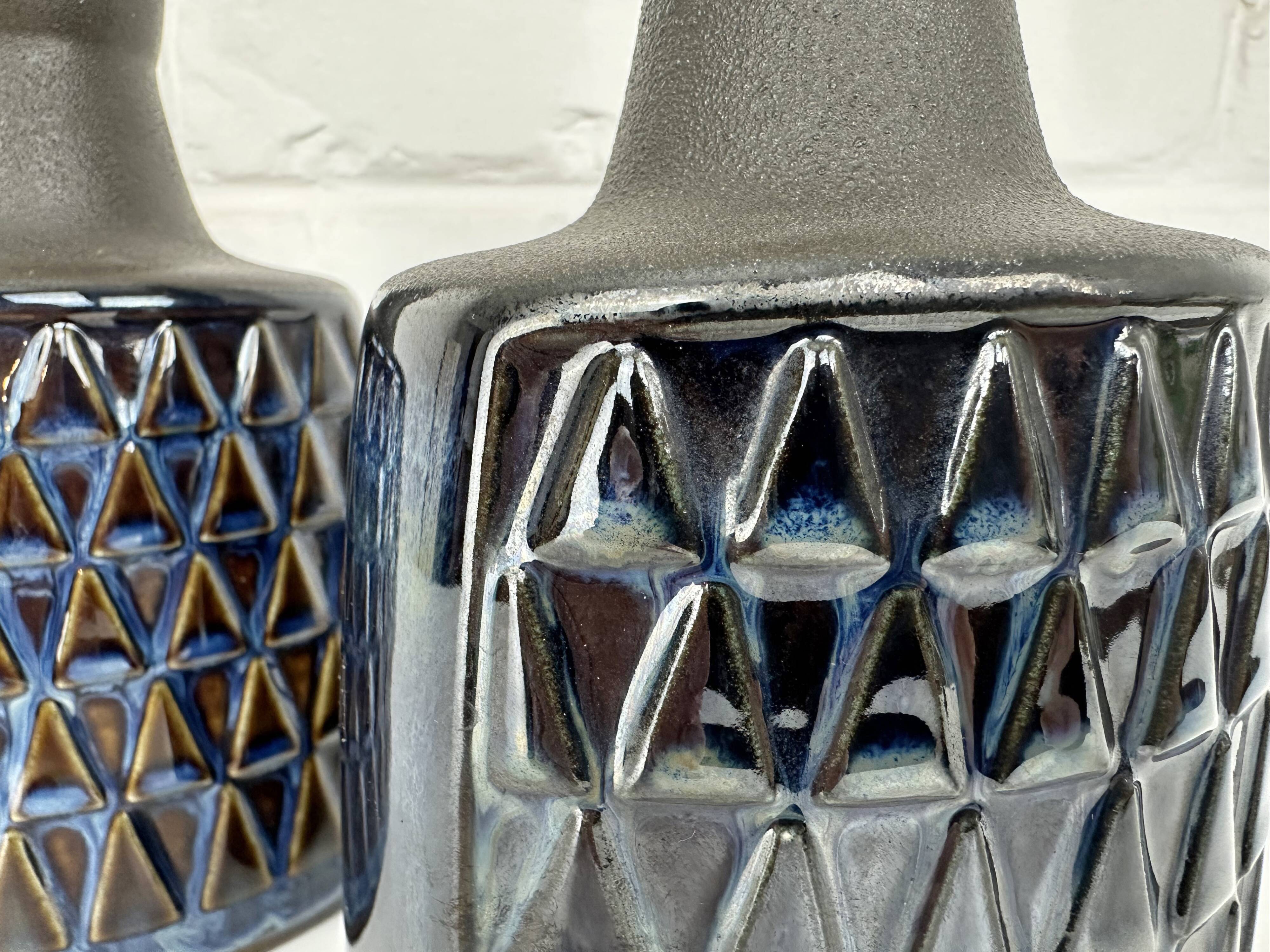 Paire de petites lampes en grès bleu Søholm par Einar Johansen Danemark