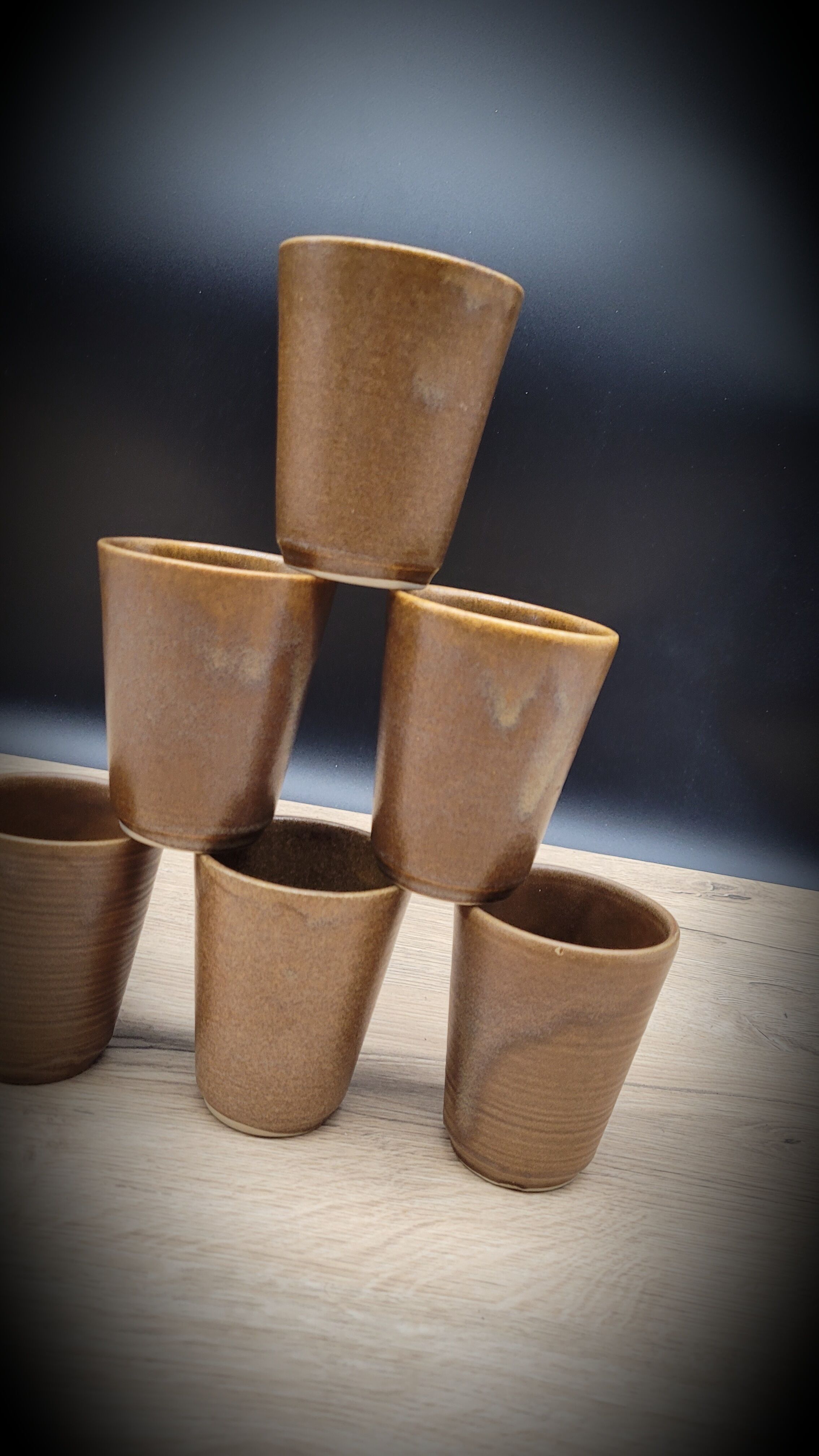 Set 6 cups Digoin stoneware