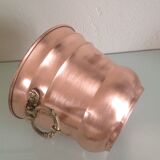 Cache pot old red brass brushed and sculpted brass handles