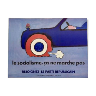 Affiche le parti républicain le socialisme ça ne marche pas - Savignac - Petit Format - On linen