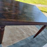 wooden table, almost square, extension possible