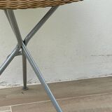 Rattan and lacquered metal folding table