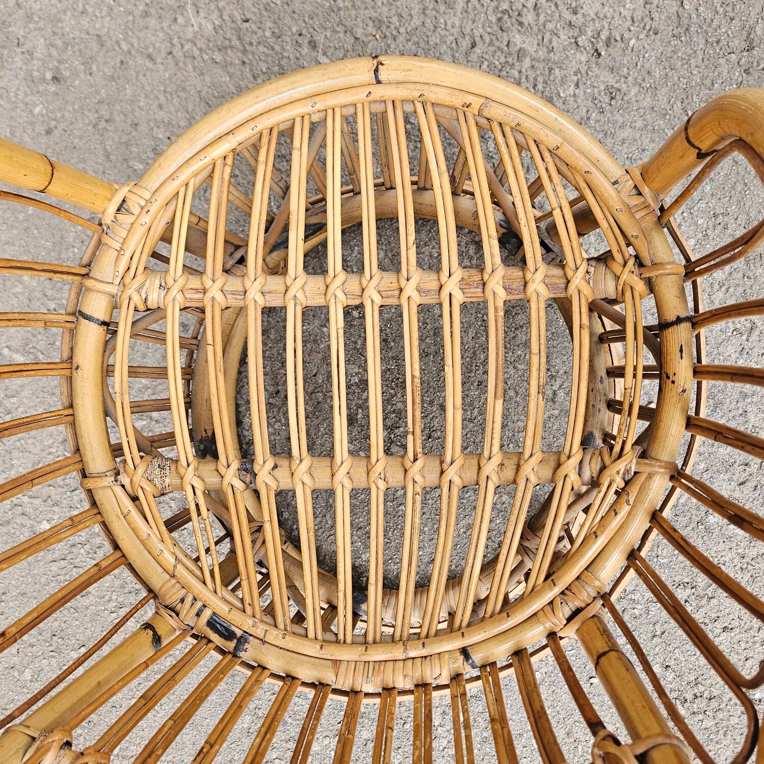 Bamboo and rattan armchair 50s Italy