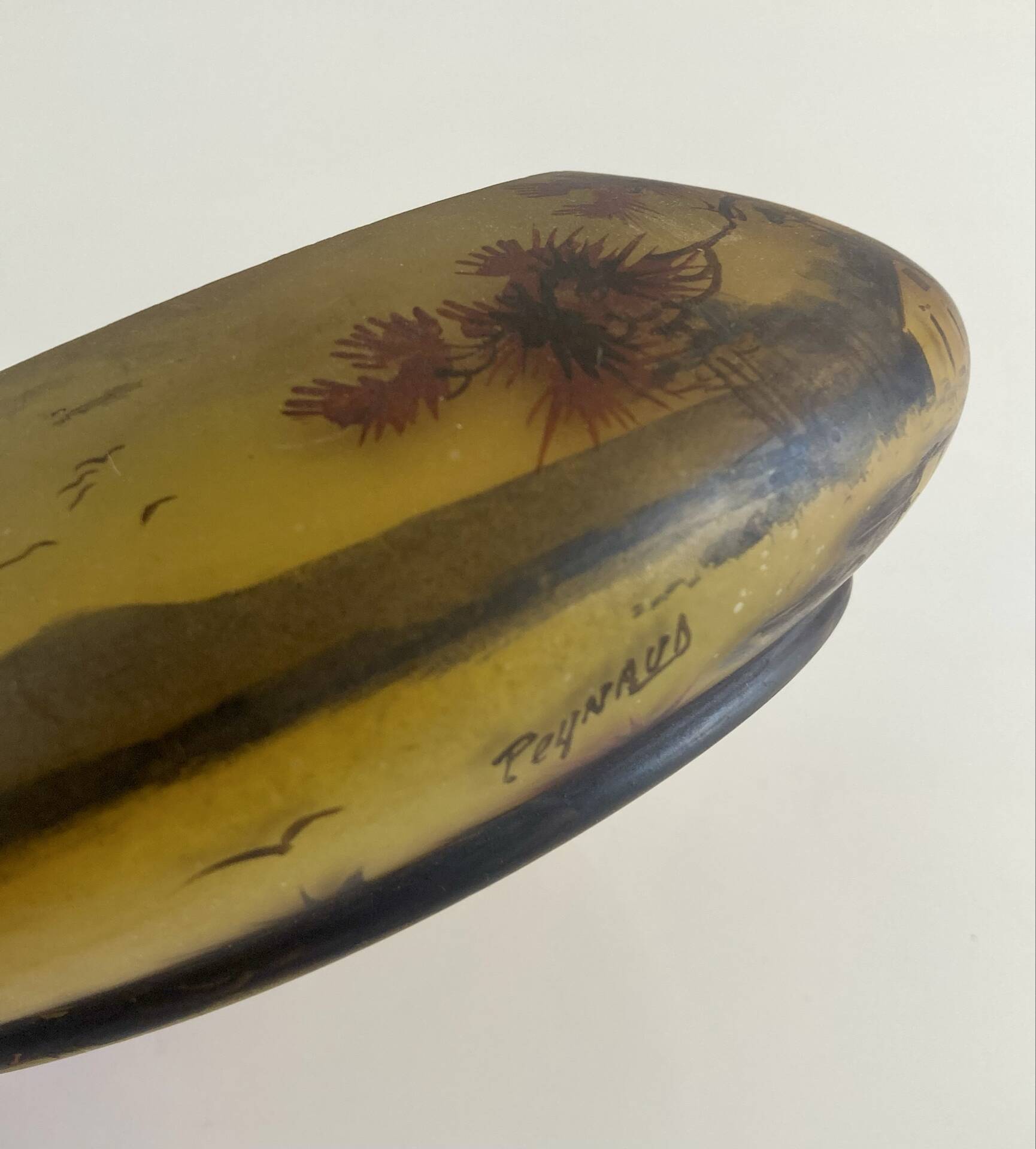 Circular glass bowl - hand-painted by Jean Simon Peynaud