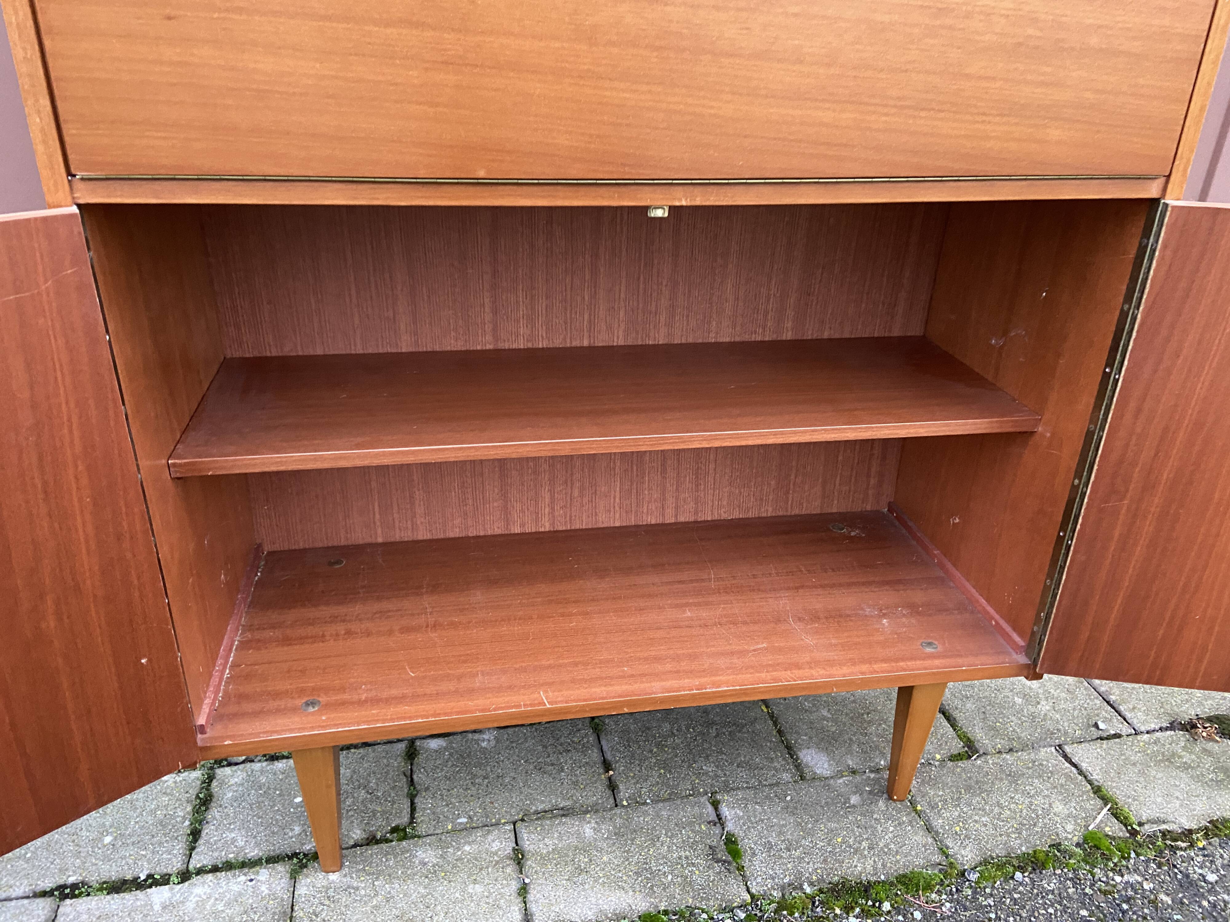 Secretary desk with flap Scandinavian desk Mid-century vintage 1970