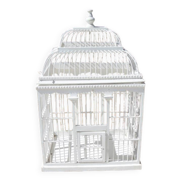 Old decorative white wooden birdcage