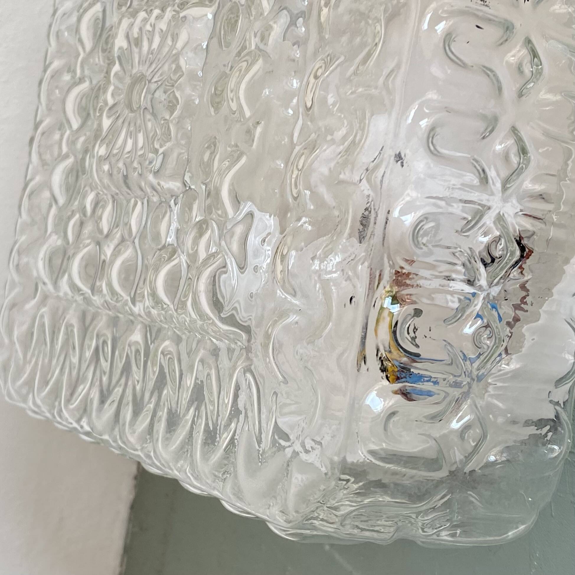 Square wall light ceiling light transparent glass gold 1970 1980 seventies