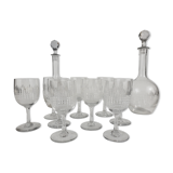 Service 9 wine glasses and 2 decanters in Baccarat crystal Nancy model